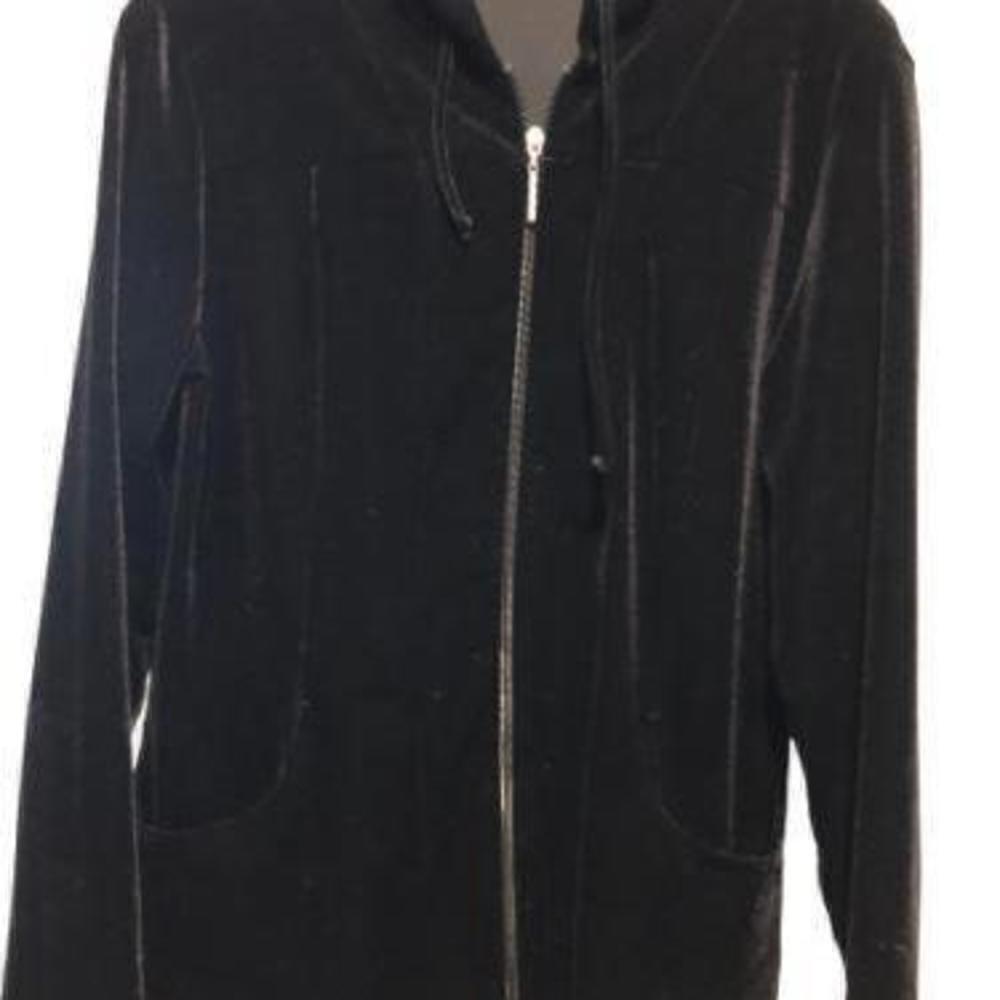Chicos Black Velour Track Jacket Full Zip 3465-1